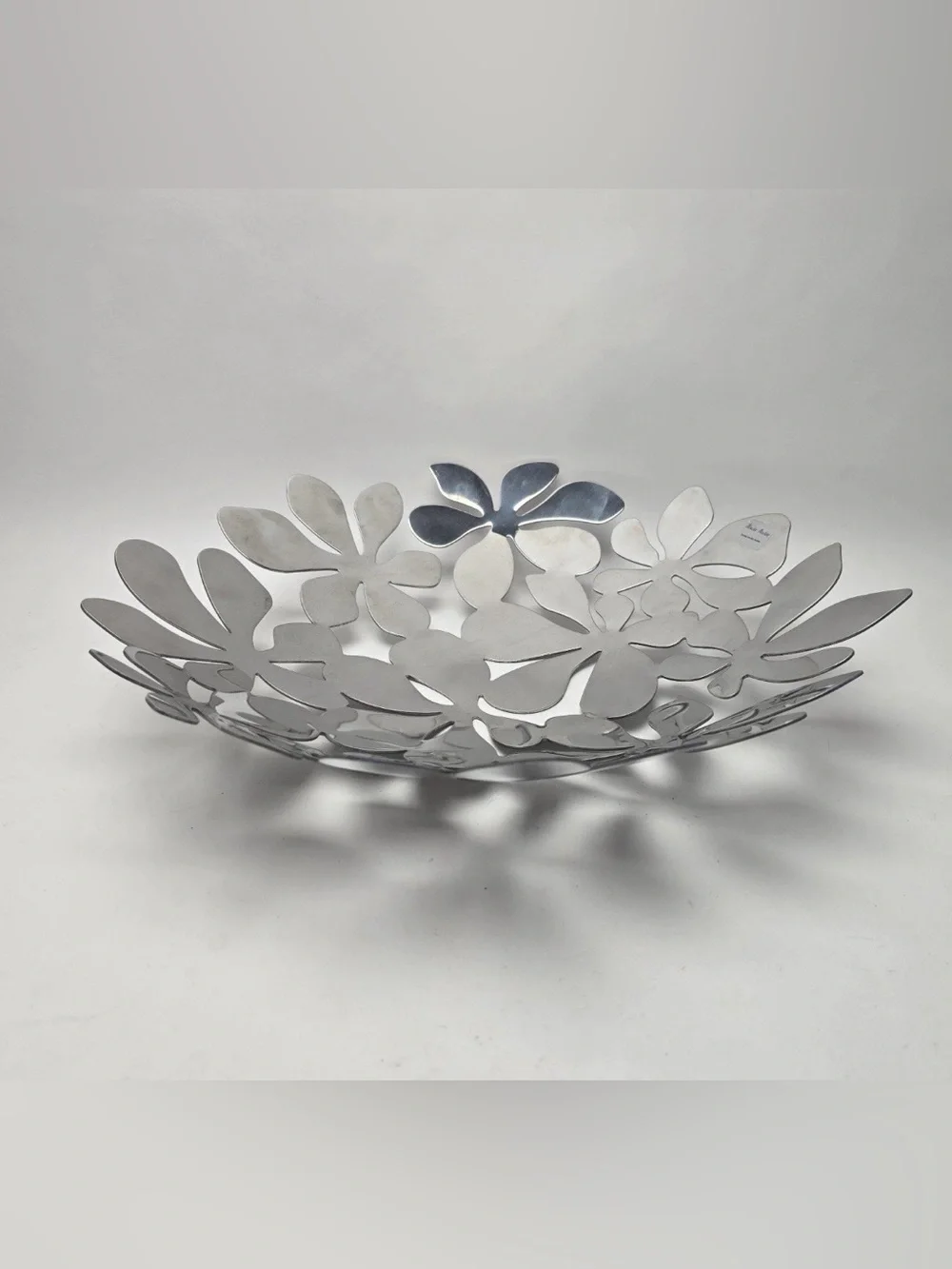 Vintage IKEA STOCKHOLM Monika Mulder 17” Stainless Steel Floral Bowl